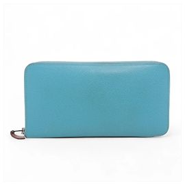 Hermès Hermes Azap Long Wallet in Light Blue Leather Light blue