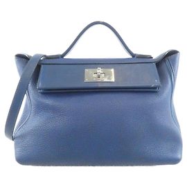 Hermès Sac à main Hermes en cuir Swift bleu profond Bleu foncé