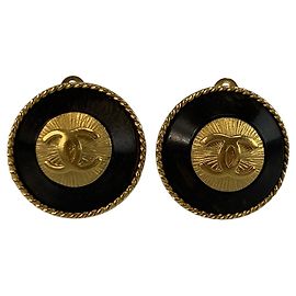 Orecchini CHANEL Coco Mark placcati in legno nero e oro per donna Nero