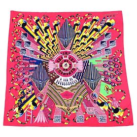 Hermès Hermes Carre 140 Geant Point D Orgue Pink Cashmere Silk Stole Rosa