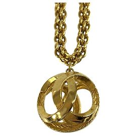 Collana Chanel Vintage Openwork Ball placcata oro D'oro