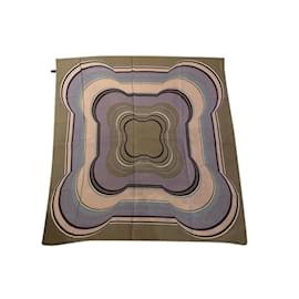 Sciarpa in seta Gucci Marrone Rosa Blu Beige Grigio