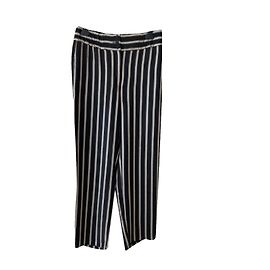Etro Striped Viscose Pants Black White