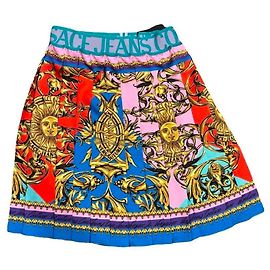 Mini-jupe plissée Versace Jeans Couture Multicolore Doré