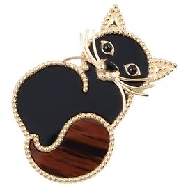 Broche Gato Van Cleef & Arpels Castaño Negro Dorado