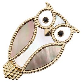 Broche de clip Lucky Animals Owl de Van Cleef & Arpels Negro Blanco Dorado