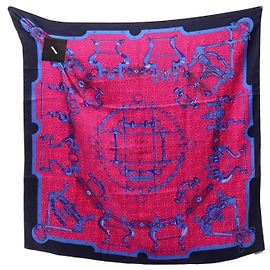 Sciarpa Hermès Petit H 90 Mors et Gourmettes Rosa Multicolore