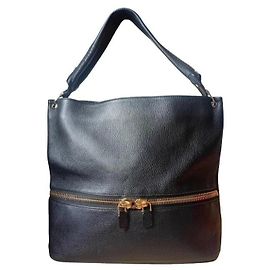 Borsa Hobo Nina in pelle nera Tom Ford con cerniere dorate Nero