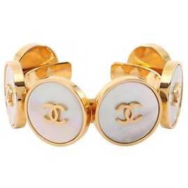 Bracciale rigido Chanel Coco Mark Bianco D'oro