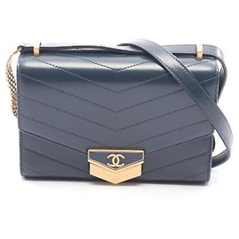 Bolsa de ombro Chanel Chevron V-Stitch verde Verde