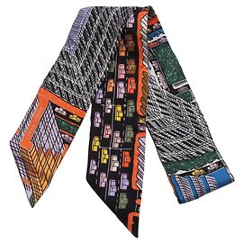 Hermès Sciarpa Twilly Pantin City Hermes Nero Multicolore