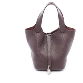 Hermès Bolsa Hermes Picotin Lock Eclat PM Marrom Roxo