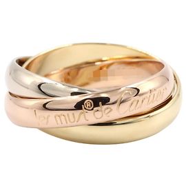 Anel Trinity Cartier Prata Dourado