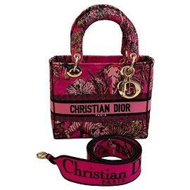 Borsa Christian Dior Lady D-Lite Mini Toile de Jouy Voyage - Rosa Rosa Multicolore
