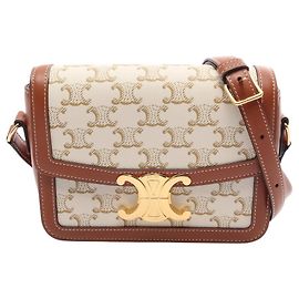 Céline Borsa a Spalla Celine Teen Triomphe Marrone Bianco Beige