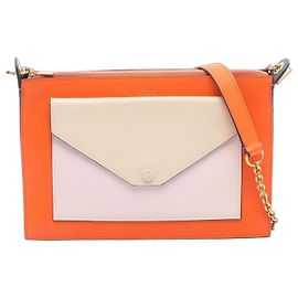 Céline Bolsa de Ombro Celine Tricolor Medium Rosa Bege Laranja