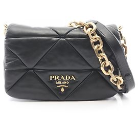 Bolsa de ombro 2-Way em couro acolchoado Prada Preto