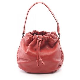 Bottega Veneta Intrecciato Drawstring Handbag Red
