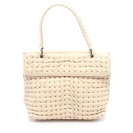 Bolsa de ombro em pele de cordeiro marfim Bottega Veneta Cru