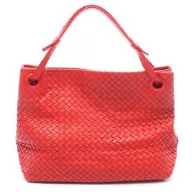 Bottega Veneta Intrecciato Red Leather Tote Bag Red