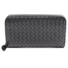 Bottega Veneta Intrecciato Round Long Wallet Black