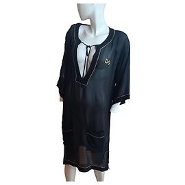 Robe de plage Dolce & Gabbana noire avec broderie DG Noir