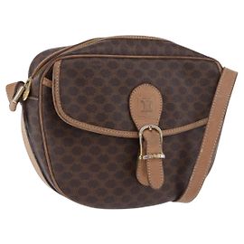 Céline Borsa a Spalla CELINE Macadam Canvas PVC Pelle Marrone Oro Auth BA14313 Marrone D'oro