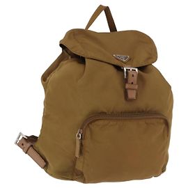 Rucksack PRADA Nylon Braun Silber Auth 191597 Braun Silber