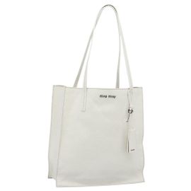 Borsa Tote Miu Miu in pelle Bianco Argento Auth 192270A Argento Bianco