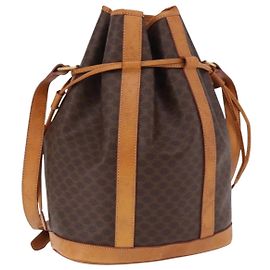 Céline Bolso de hombro CELINE Macadam Canvas PVC Cuero Marrón Oro Auth bs36063 Castaño Dorado