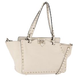 VALENTINO Handtasche aus Leder 2way White Gold Auth BA14307 Weiß Golden