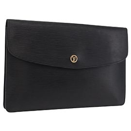 LOUIS VUITTON Epi Montaigne 27 Clutch Bag Black M52652 LV Auth mr2795 Nero