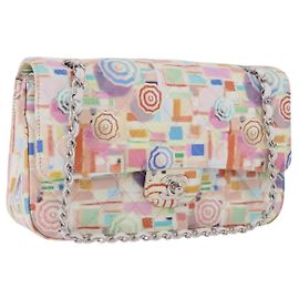 CHANEL Matelasse 25 Chain Bag Lamb Skin Multicolor Silver CC Auth 190690SM Argenté Multicolore