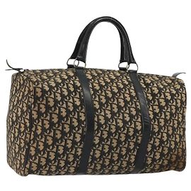 Borsa Boston Christian Dior Trotter Canvas Navy Silver Auth gh2199 Argento Blu navy