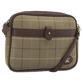 Burberrys Nova Check Shoulder Bag Canvas Beige Gold Auth ep15123 Beige Golden