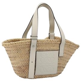 LOEWE Tote Bag Raffia Beige Auth bs36197M Beige