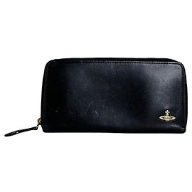 Vintage Vivienne Westwood Leather Wallet Black Gold Black