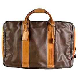 Vintage Etro Coated Canvas Travel Bag Brown Tan Camel