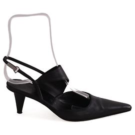 Céline Black Leather Heels Black
