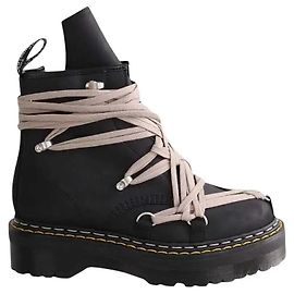 Botas de amarrar Dr. Martens x Rick Owens em couro preto Preto