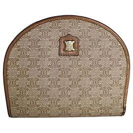Céline Carteira Vintage Celine em Canvas com Acabamento em Couro Bege Marrom Bege