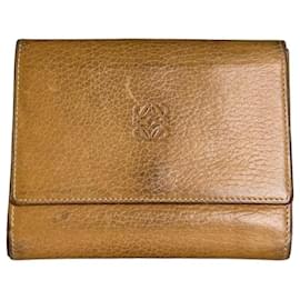 Vintage Loewe Grained Leather Wallet Tan Gold Camel