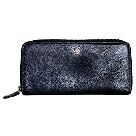 Vintage Vivienne Westwood Leather Long Wallet Navy Silver Navy blue