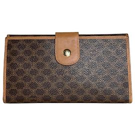 Céline Vintage Celine Monogram Canvas Clutch Wallet Brown Tan Brown