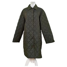 Salvatore Ferragamo Vintage Ferragamo Nylon-Mischgewebe Mantel Olivgrün L Grün