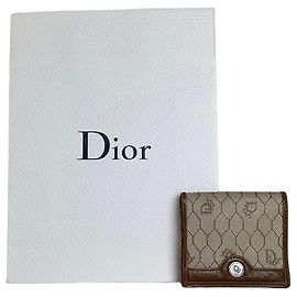 Vintage Dior Monogram Canvas Wallet Beige Brown Beige