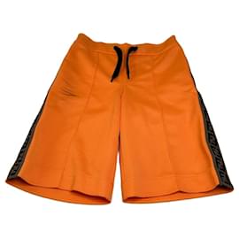 Vintage Fendi FF Logo Tape Shorts Orange Schwarz ca. XS Orange