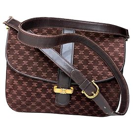 Céline Borsa a Spalla Vintage Celine Monogram Canvas Marrone Oro Marrone