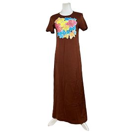 Robe maxi vintage Comme Des Garcons en coton à fleurs Marron Rose Jaune Bleu S Bleu