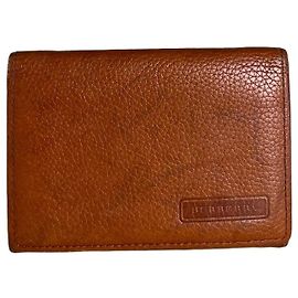 Tarjetero de cuero texturizado vintage Burberry marrón Castaño